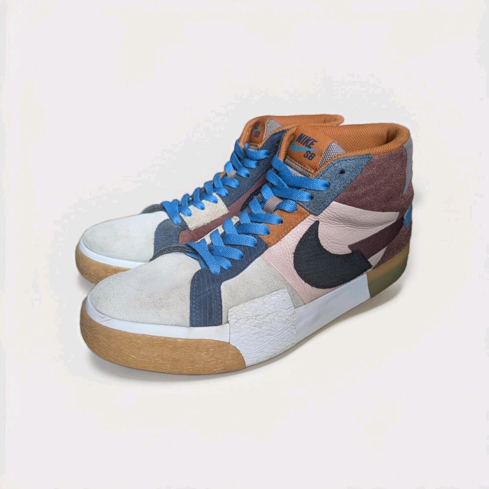 Nike SB Zoom Air Blazer Mid Sneakers Men's 9.5 Mosaic Dark Wine Patchwork